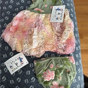 Girls' Pink Lace Ruffle Bloomers